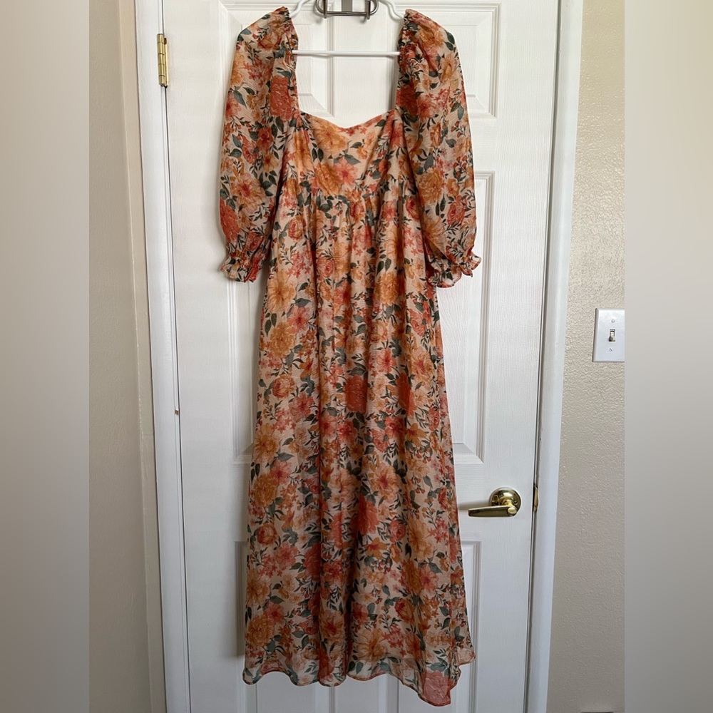 Storia PEACH BLOSSOM ORANGE FLORAL MAXI DRESS